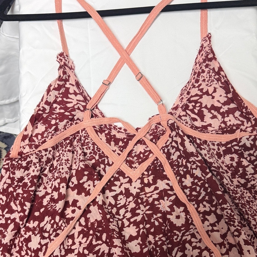 Intimately by Free People Chic Floral Bodysuit in Burgundy and Pink - Picture 3 of 5